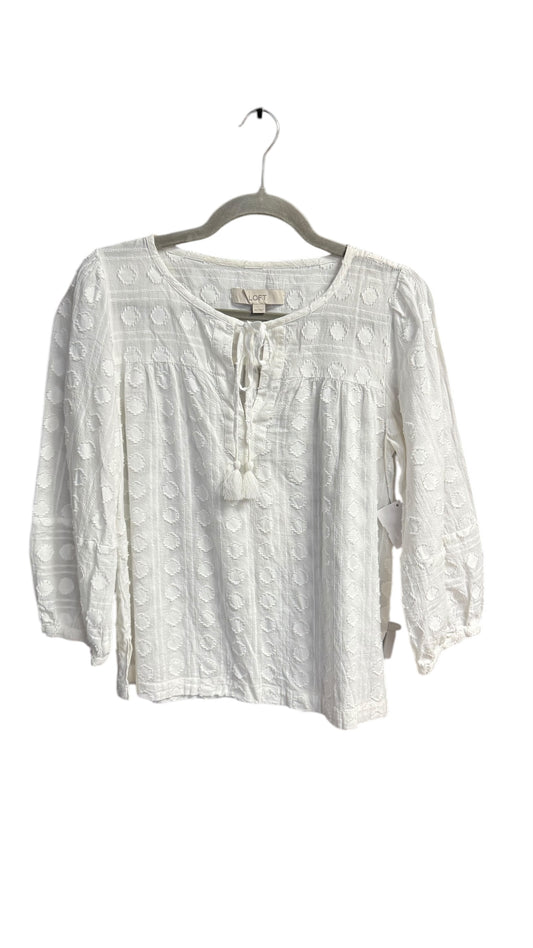 Top Long Sleeve By Loft In White, Size: Xs