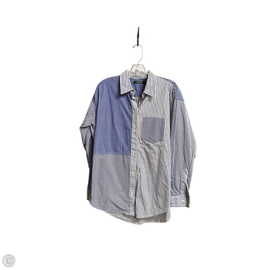 Top Long Sleeve By Ralph Lauren In Blue & White, Size: S