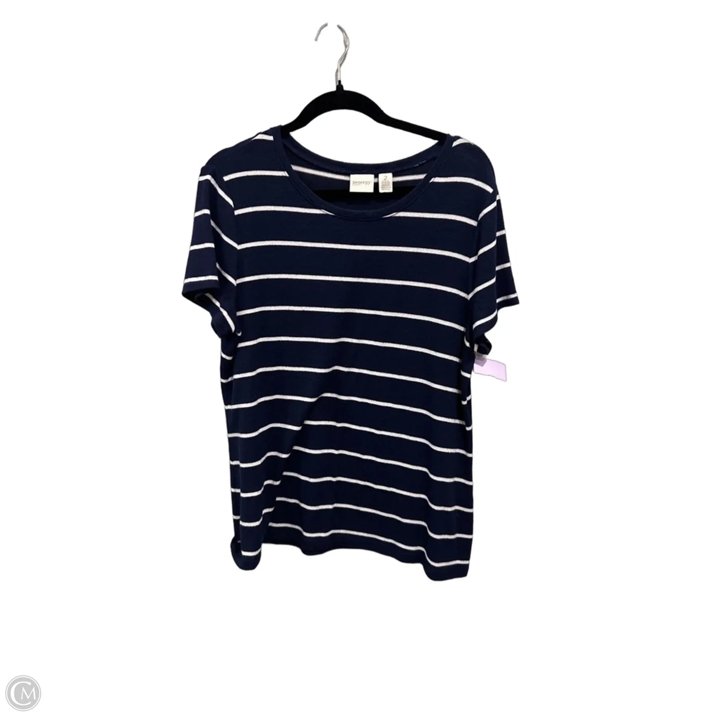 Top Short Sleeve By Zenergy By Chicos In Striped Pattern, Size: L