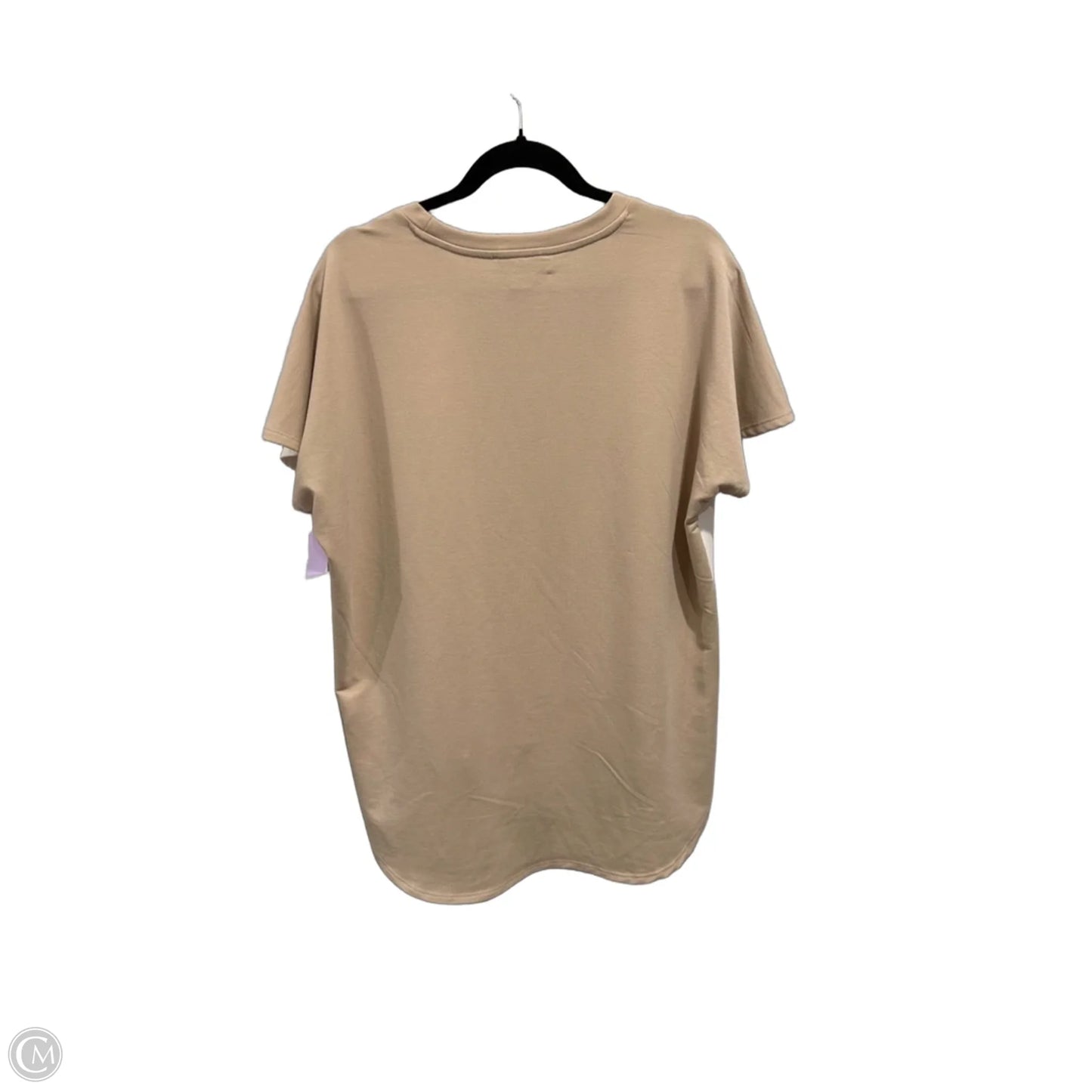 Top Short Sleeve By Cable And Gauge In Tan & White, Size: L