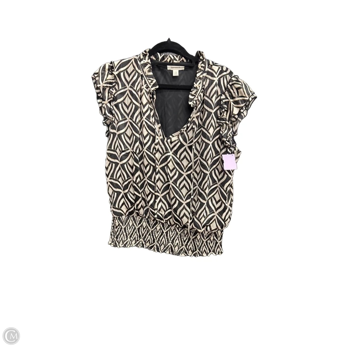 Top Sleeveless By Tamara H In Black & Cream, Size: L
