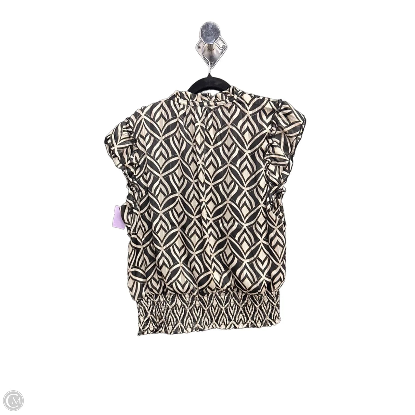 Top Sleeveless By Tamara H In Black & Cream, Size: L