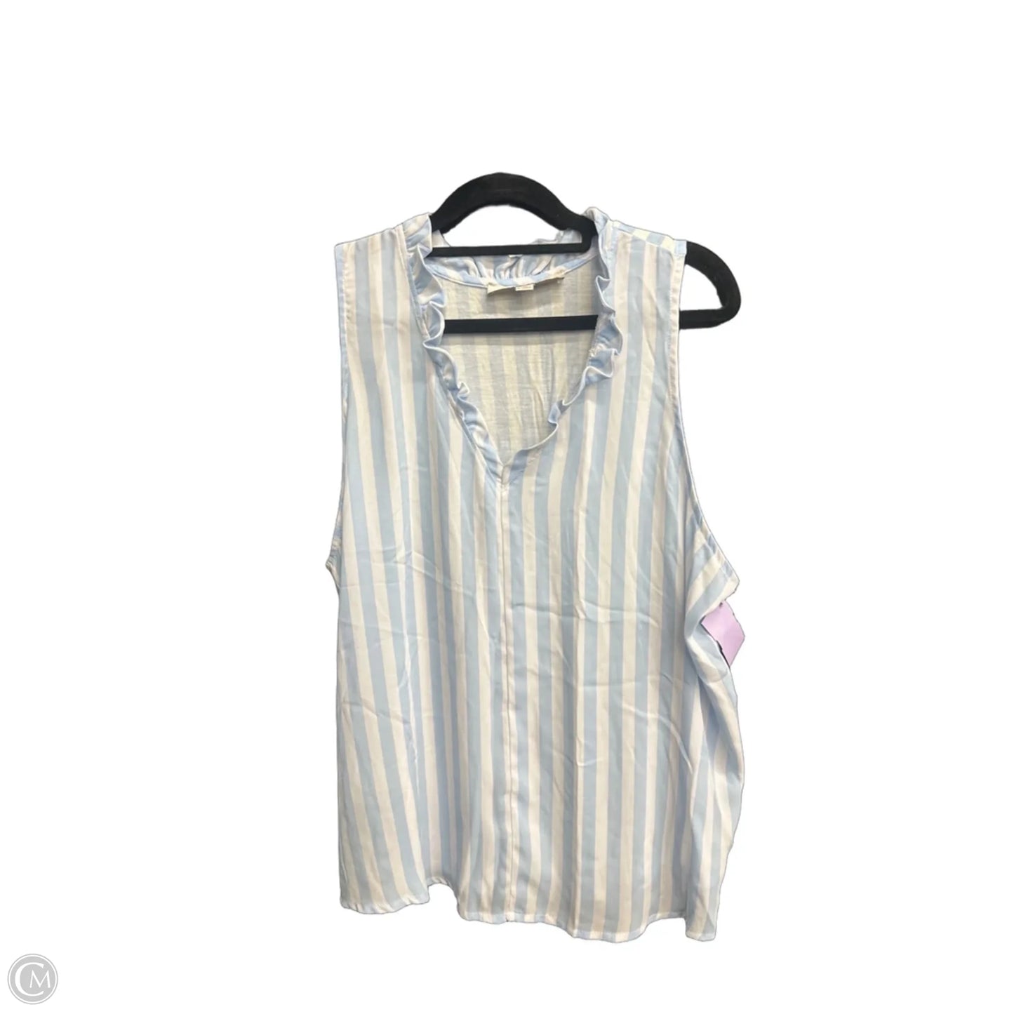 Top Sleeveless By Loft In Blue & White, Size: L