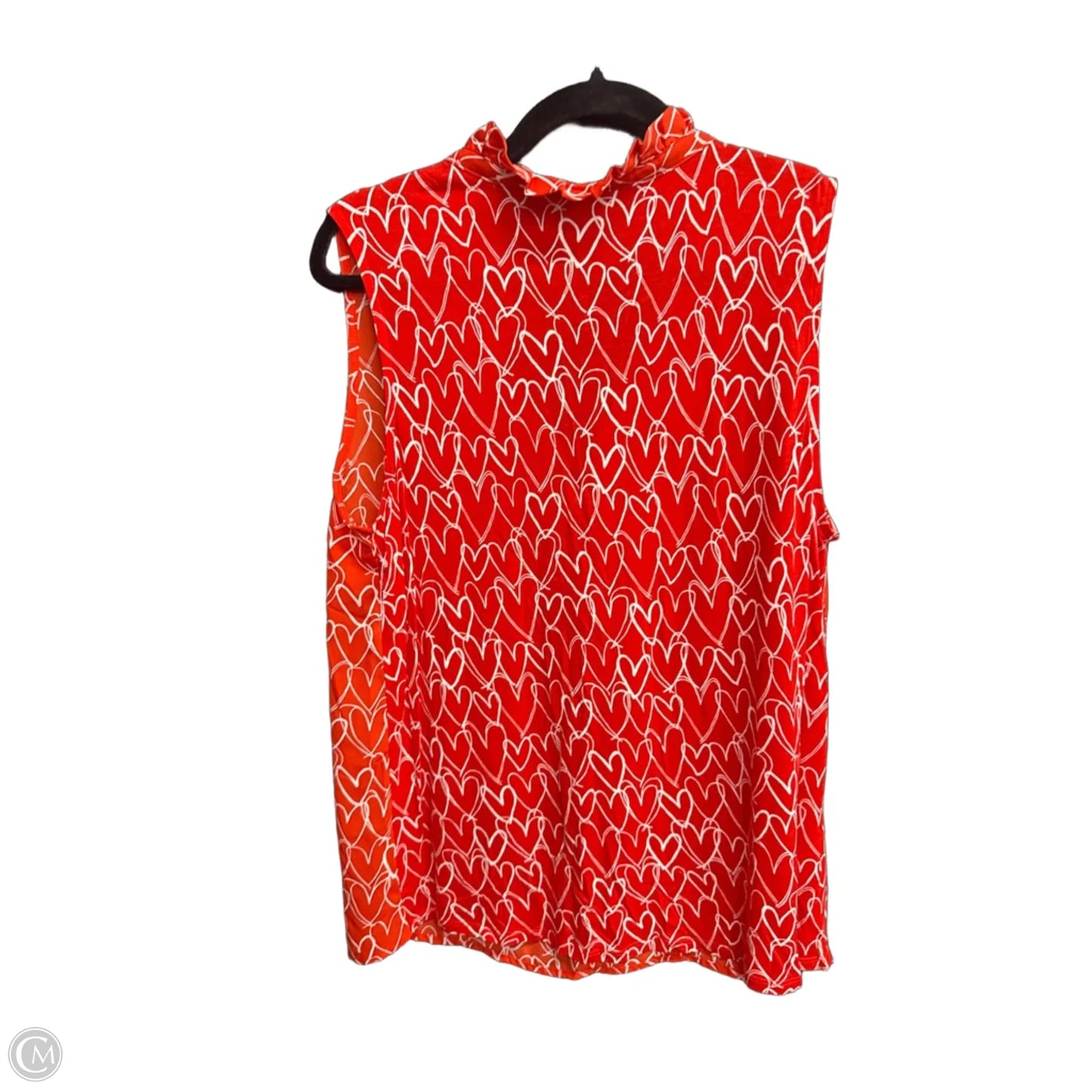 Top Sleeveless By Loft In Red & White, Size: L