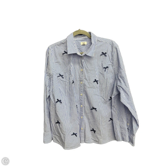 Blouse Long Sleeve By J. Crew In Blue & White, Size: 3x