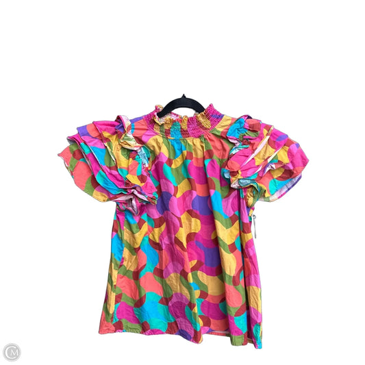 Top Short Sleeve By Peach Love Cream California In Multi-colored, Size: L