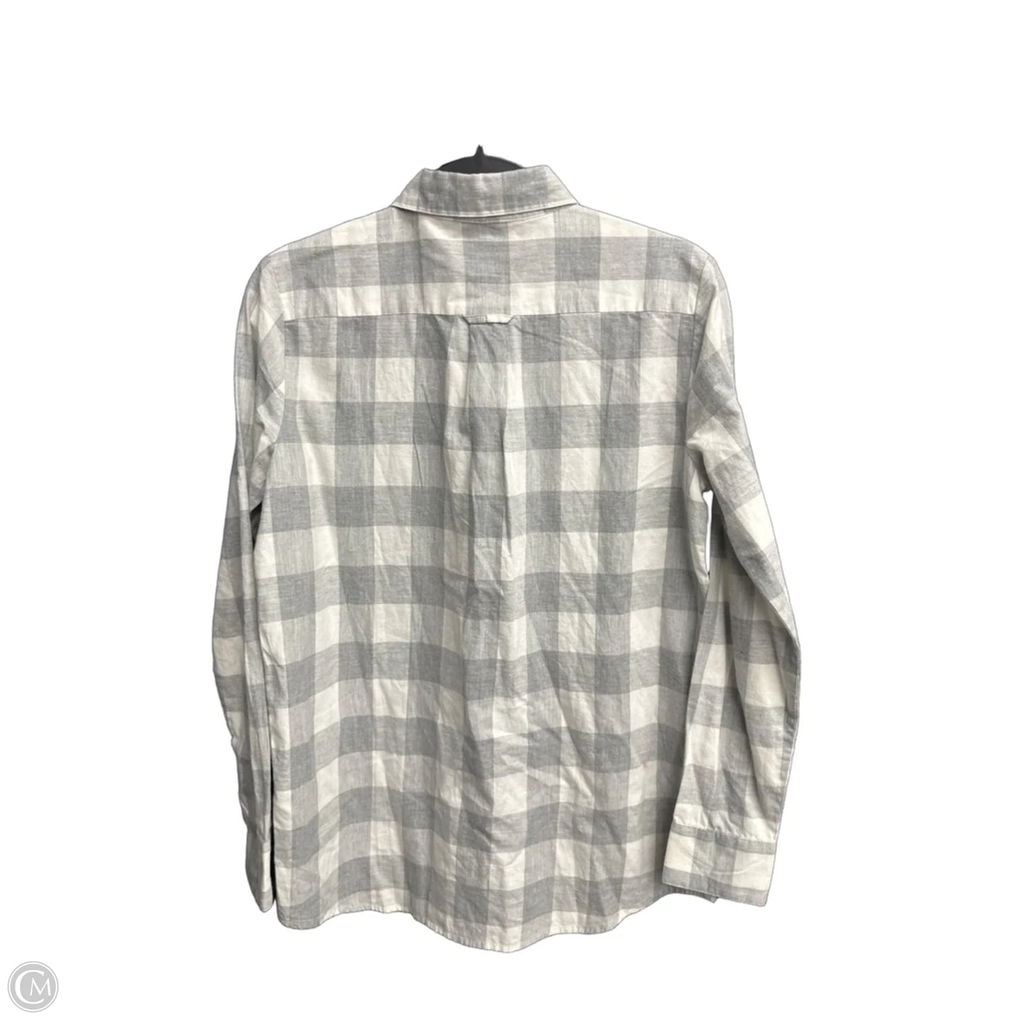 Top Long Sleeve By Banana Republic In Grey & White, Size: S