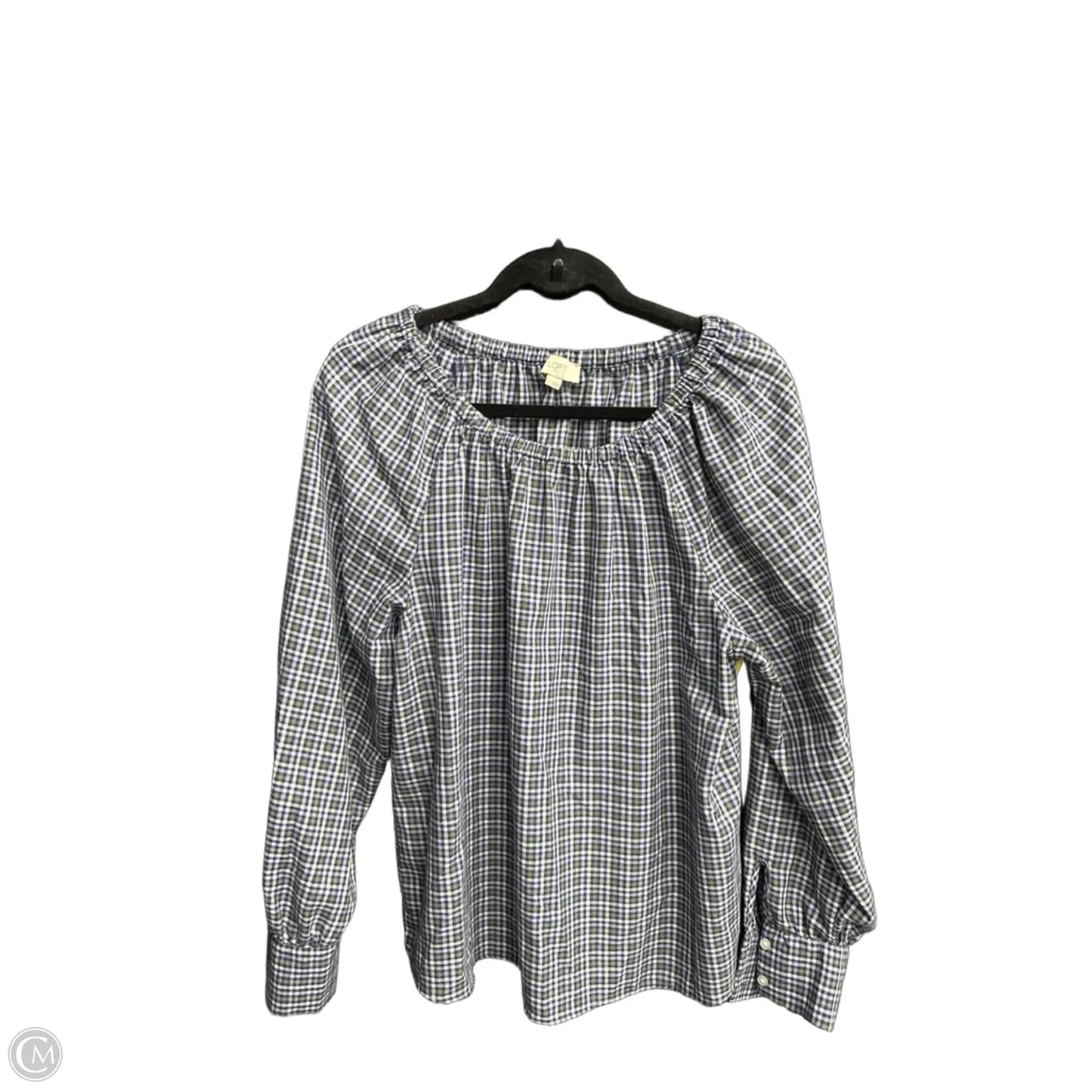 Top Long Sleeve By Loft In Plaid Pattern, Size: M