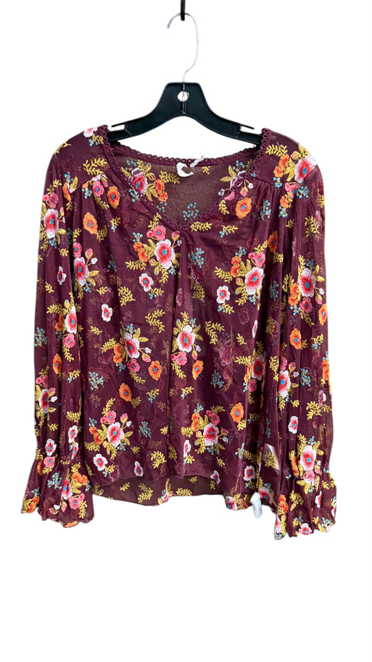 Top Long Sleeve By Anthropologie In Floral Print, Size: S