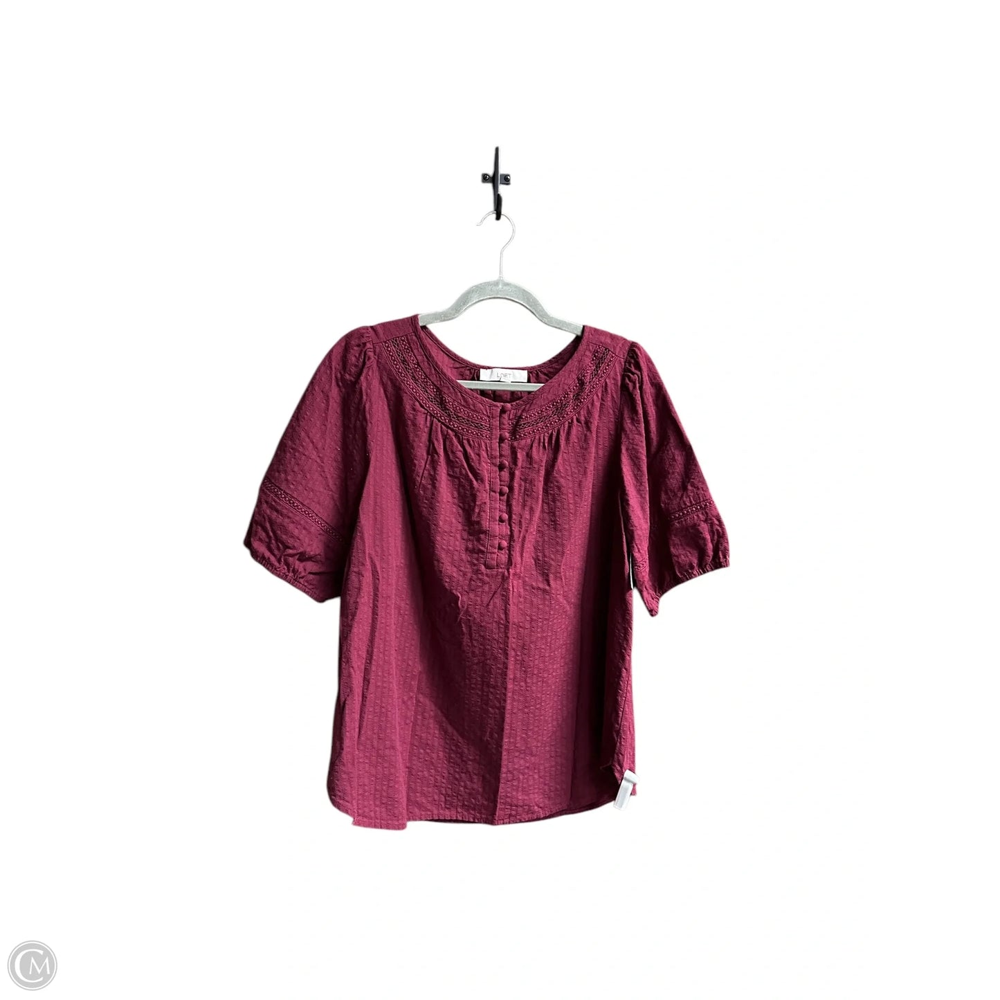 Top Short Sleeve By Loft In Maroon, Size: L