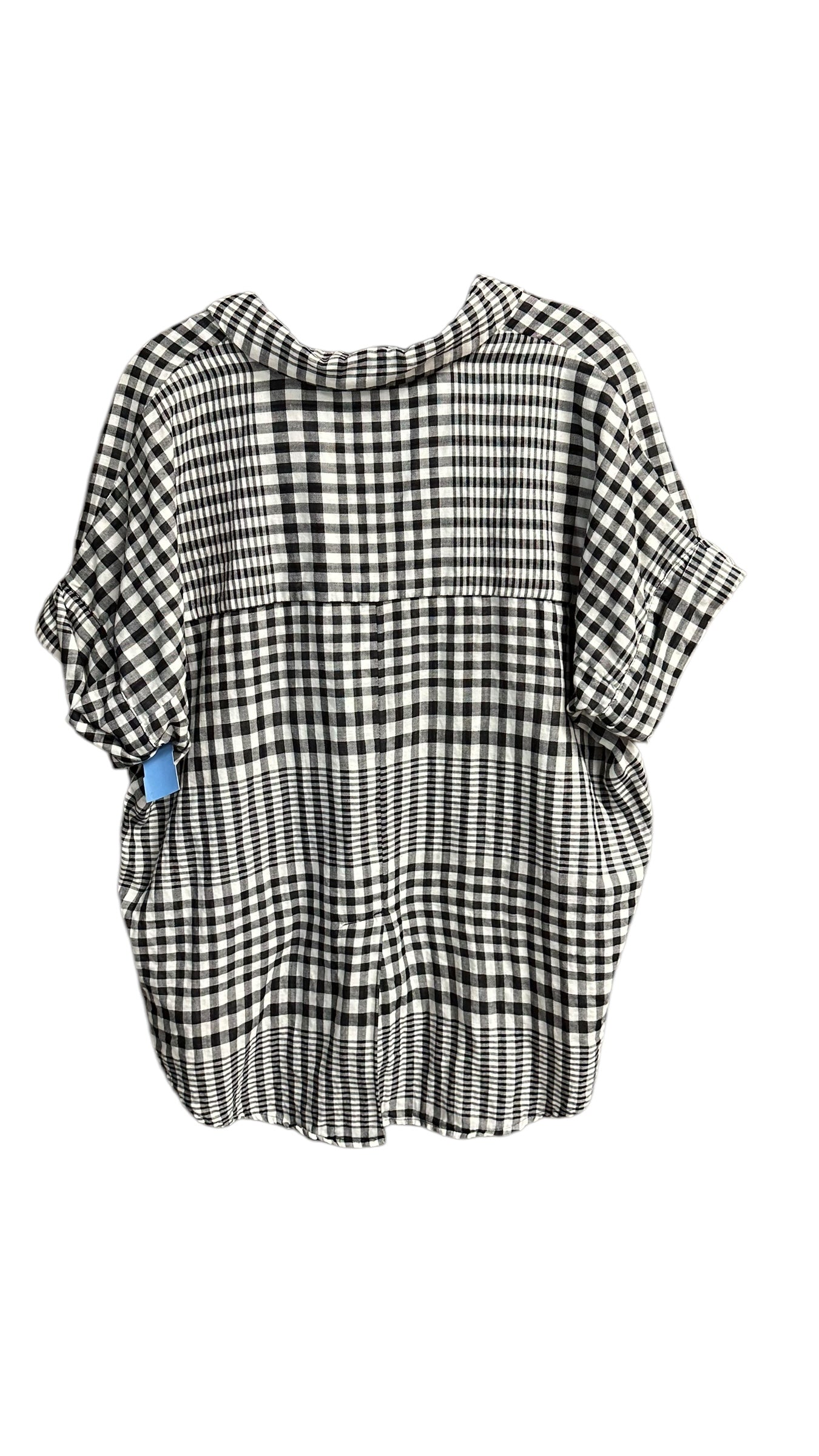 Top Short Sleeve By Madewell In Checkered Pattern, Size: M