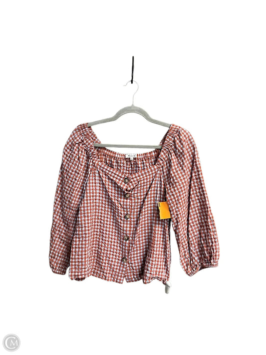 Top Long Sleeve By Madewell In Checkered Pattern, Size: Xs