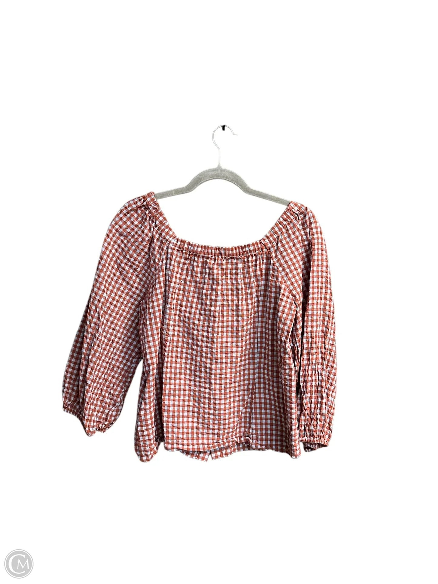 Top Long Sleeve By Madewell In Checkered Pattern, Size: Xs