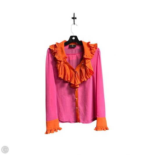 Top Long Sleeve By Clothes Mentor In Orange & Pink, Size: M