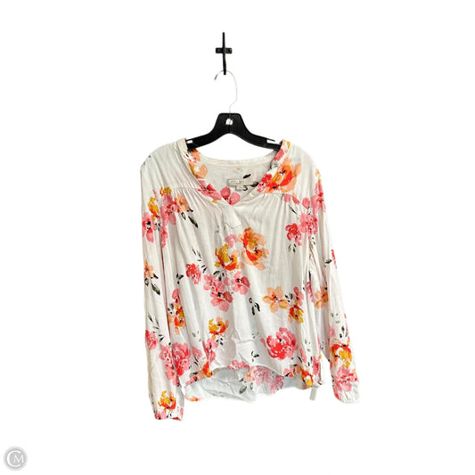 Top Long Sleeve By Loft In Floral Print, Size: L