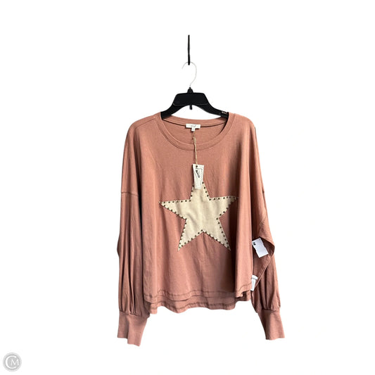 Top Long Sleeve By Easel In Brown, Size: L