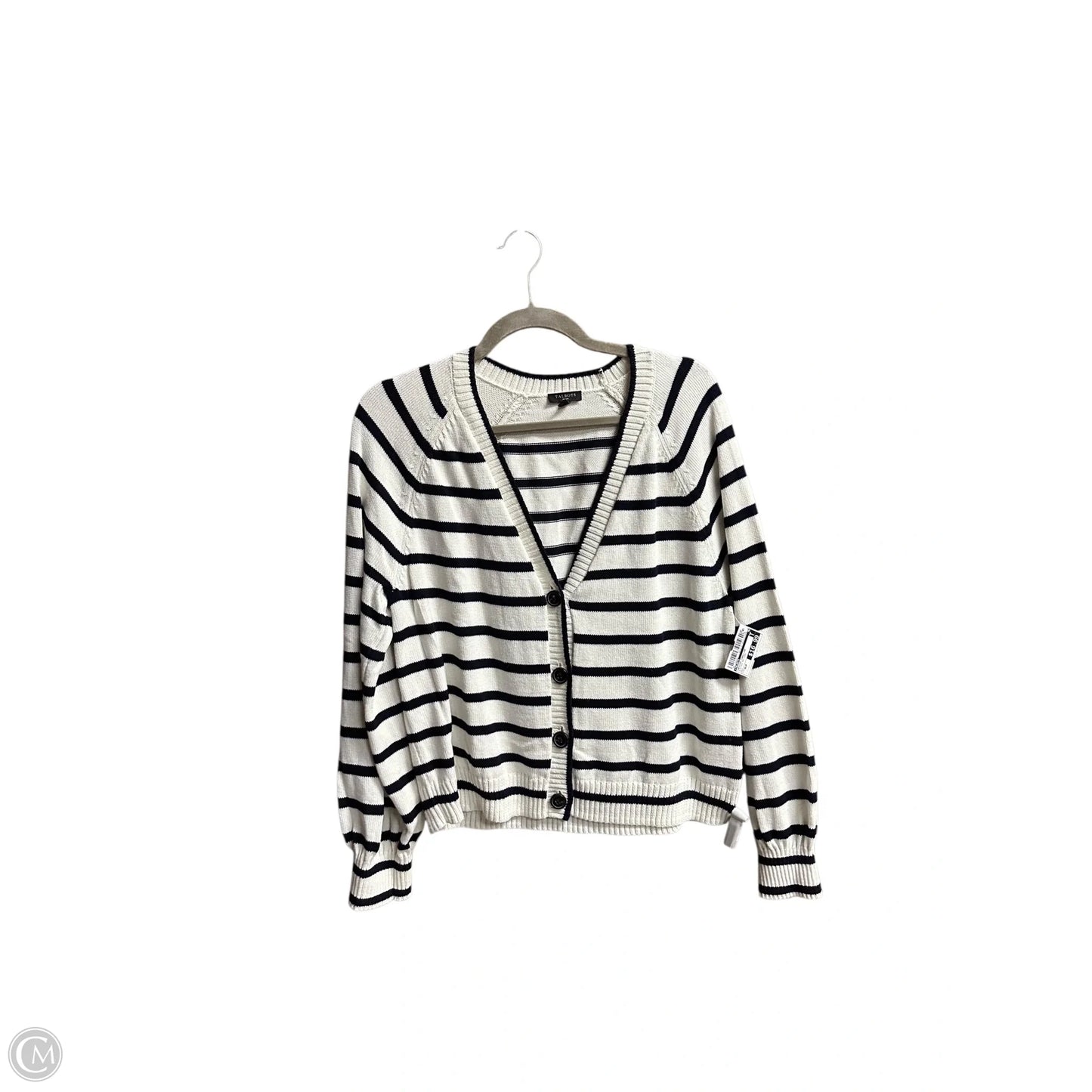 Sweater Cardigan By Talbots In Striped Pattern, Size: Xlp