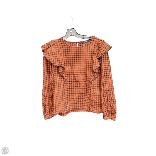 Top Long Sleeve By Madewell In Checkered Pattern, Size: L