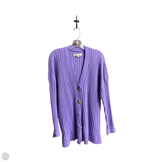 Sweater Cardigan By Loft In Purple, Size: Xl
