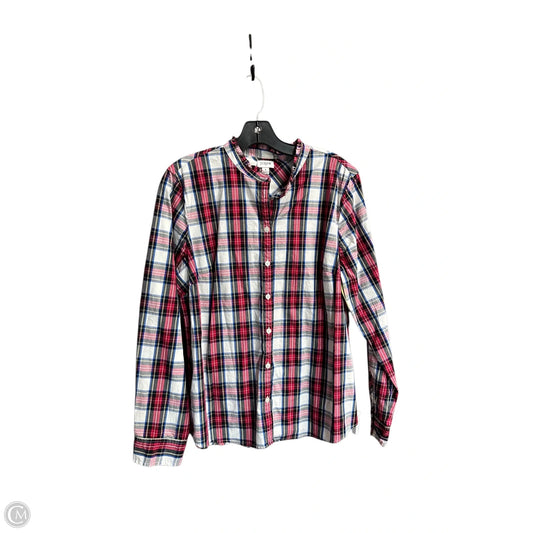 Top Long Sleeve By J. Crew In Plaid Pattern, Size: L