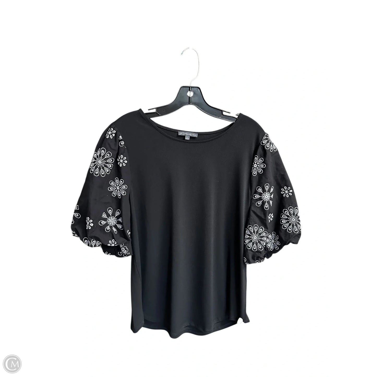 Top Short Sleeve By Adrianna Papell In Black, Size: L