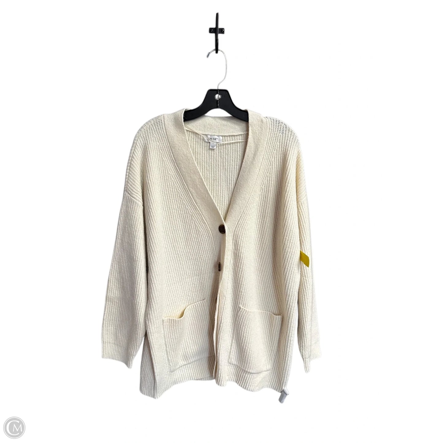 Sweater Cardigan By On 34th In Cream, Size: L
