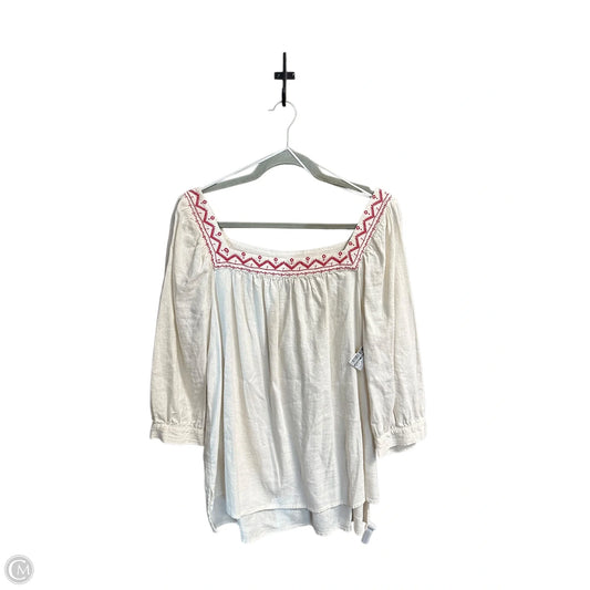 Top Long Sleeve By Universal Thread In Cream & Red, Size: L