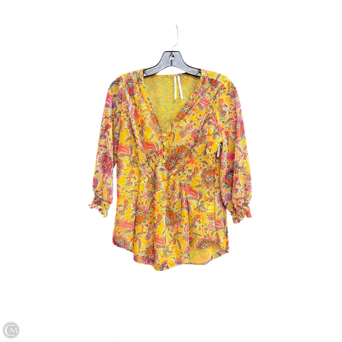 Top Long Sleeve By Anthropologie In Floral Print, Size: Xs