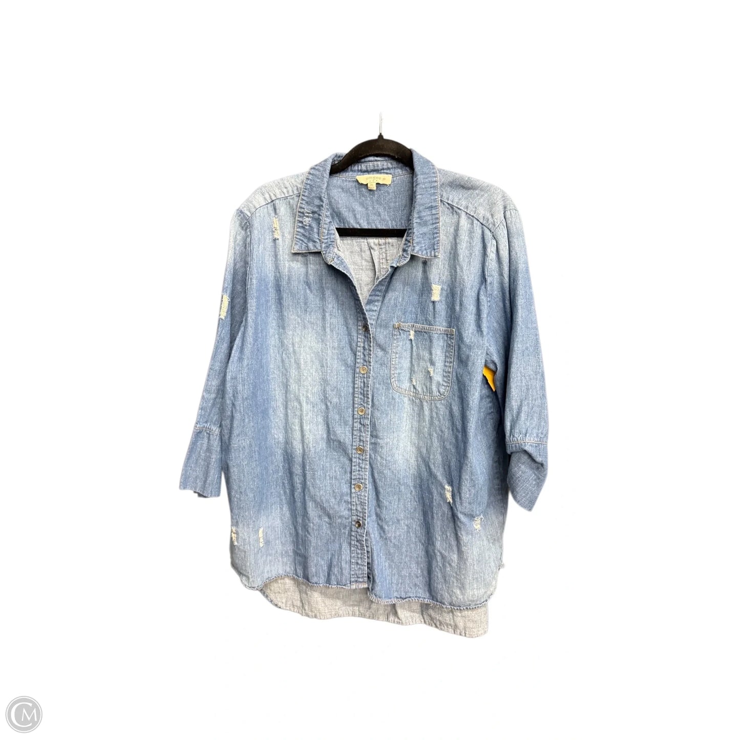 Top 3/4 Sleeve By Umgee In Blue Denim, Size: 2x