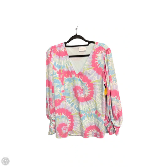 Top Long Sleeve By Adrienne In Tie Dye Print, Size: Xl