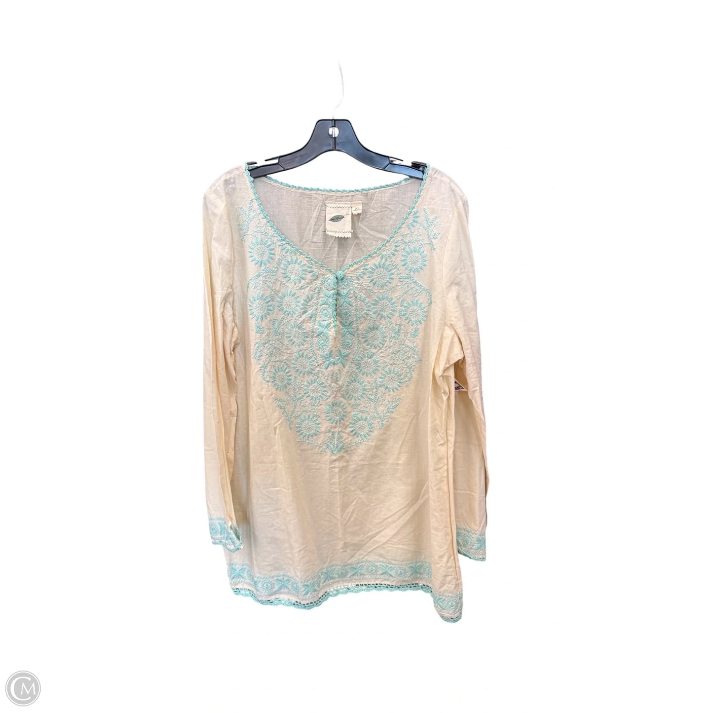 Tunic Long Sleeve By Clothes Mentor In Cream, Size: Xl
