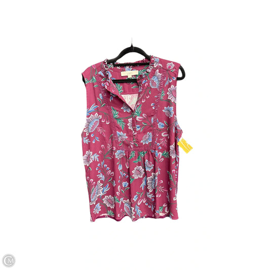 Top Sleeveless By Loft In Floral Print, Size: L