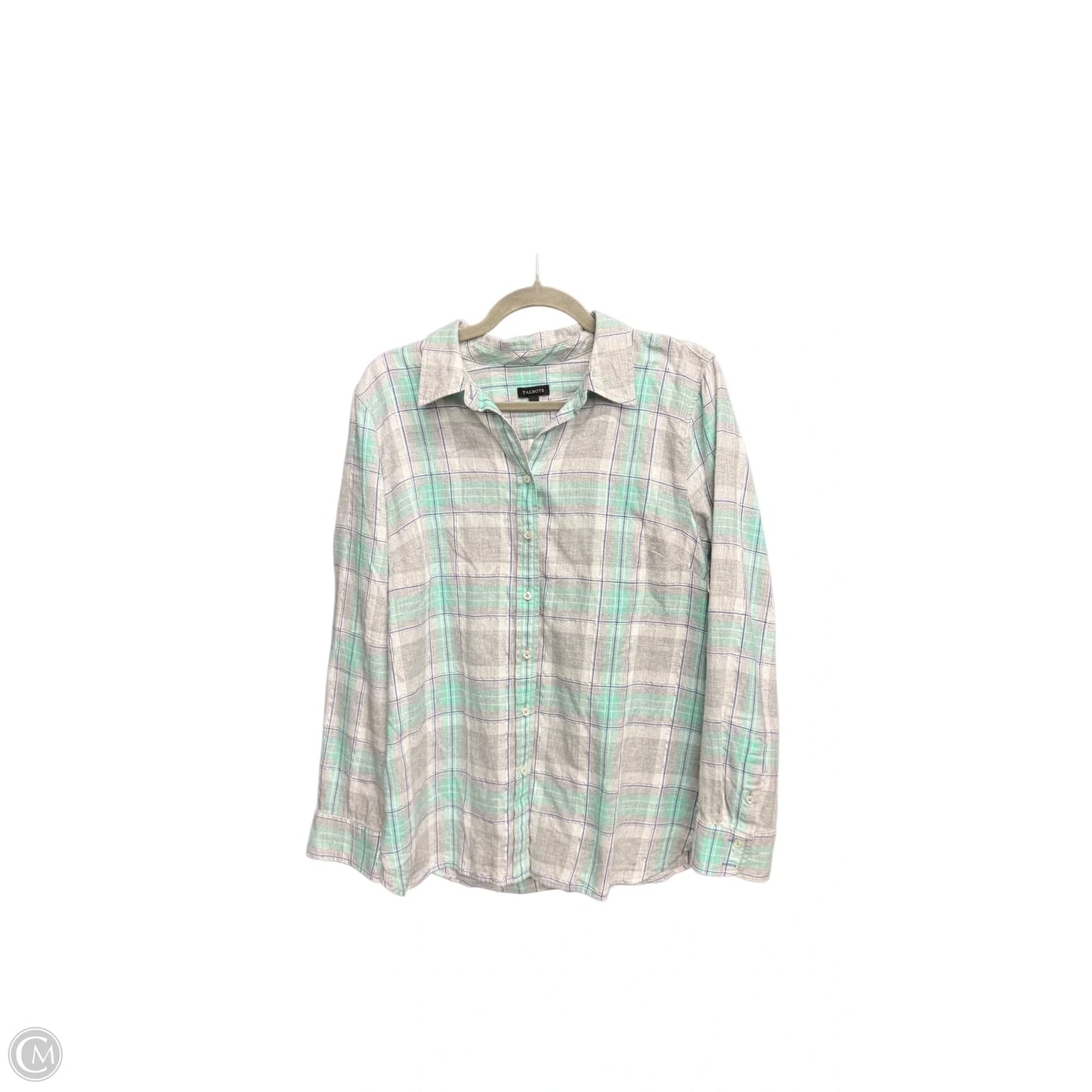 Top Long Sleeve By Talbots In Checkered Pattern, Size: L