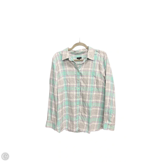 Top Long Sleeve By Talbots In Checkered Pattern, Size: L