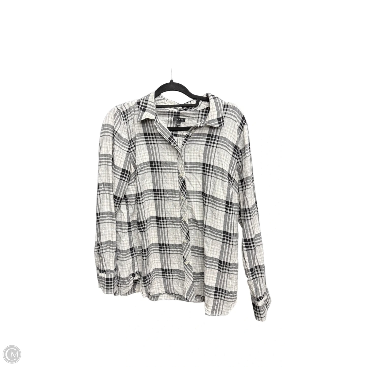 Top Long Sleeve By Talbots In Plaid Pattern, Size: L