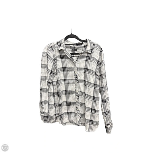 Top Long Sleeve By Talbots In Plaid Pattern, Size: L