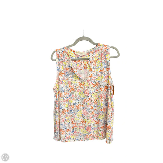 Top Sleeveless By Loft In Floral Print, Size: L