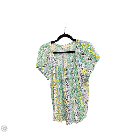 Top Short Sleeve By Loft In Floral Print, Size: L