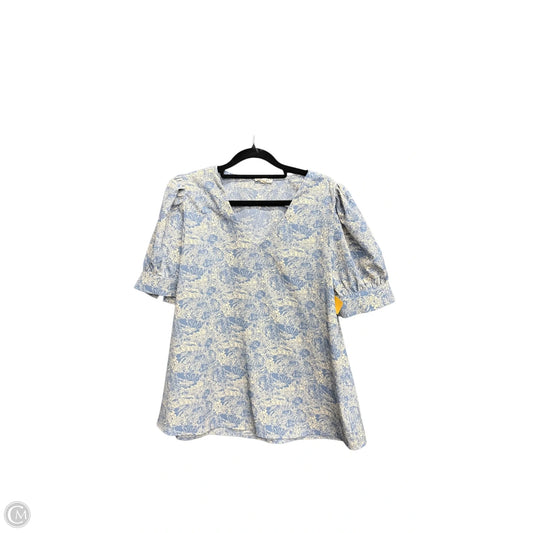 Top Short Sleeve By Jodifl In Blue & Cream, Size: S