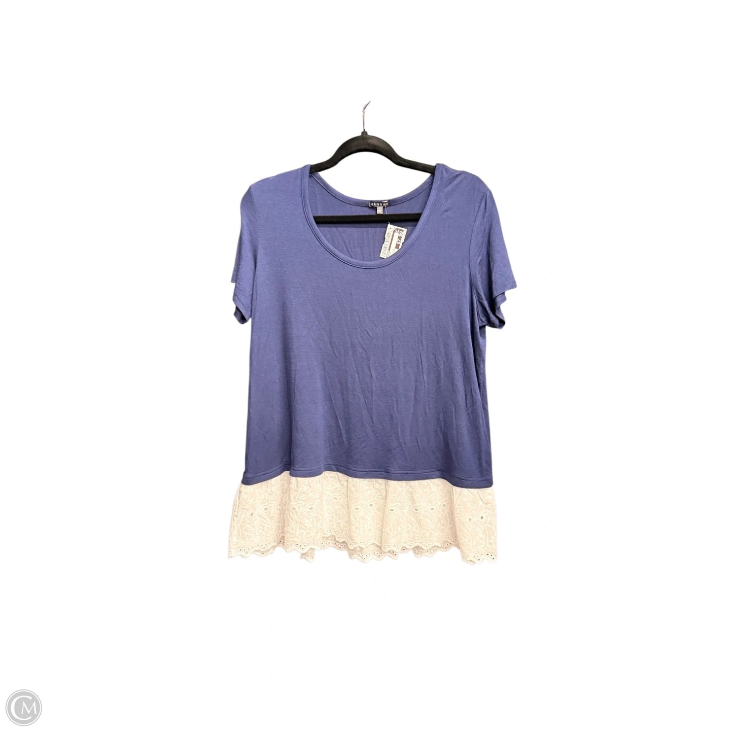 Top Short Sleeve By Hannah In Navy, Size: L