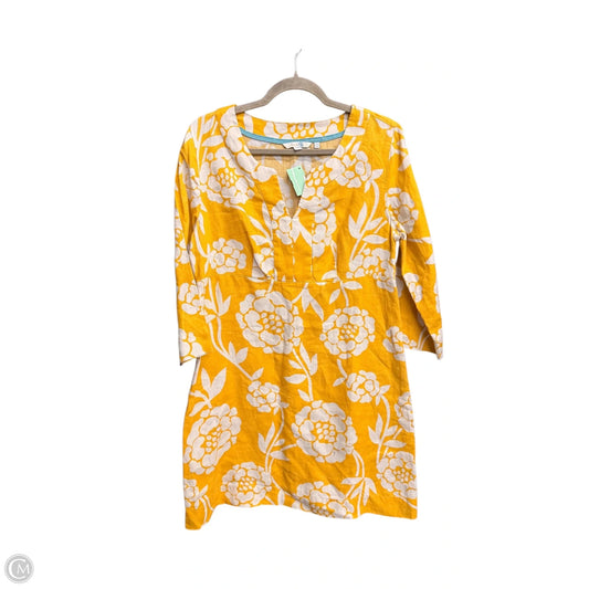 Dress Casual Short By Boden In White & Yellow, Size: M