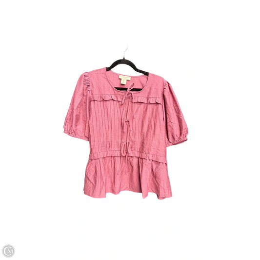 Top Short Sleeve By Laura Ashley In Purple, Size: M
