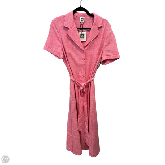 Dress Casual Midi By Anne Klein In Pink, Size: L