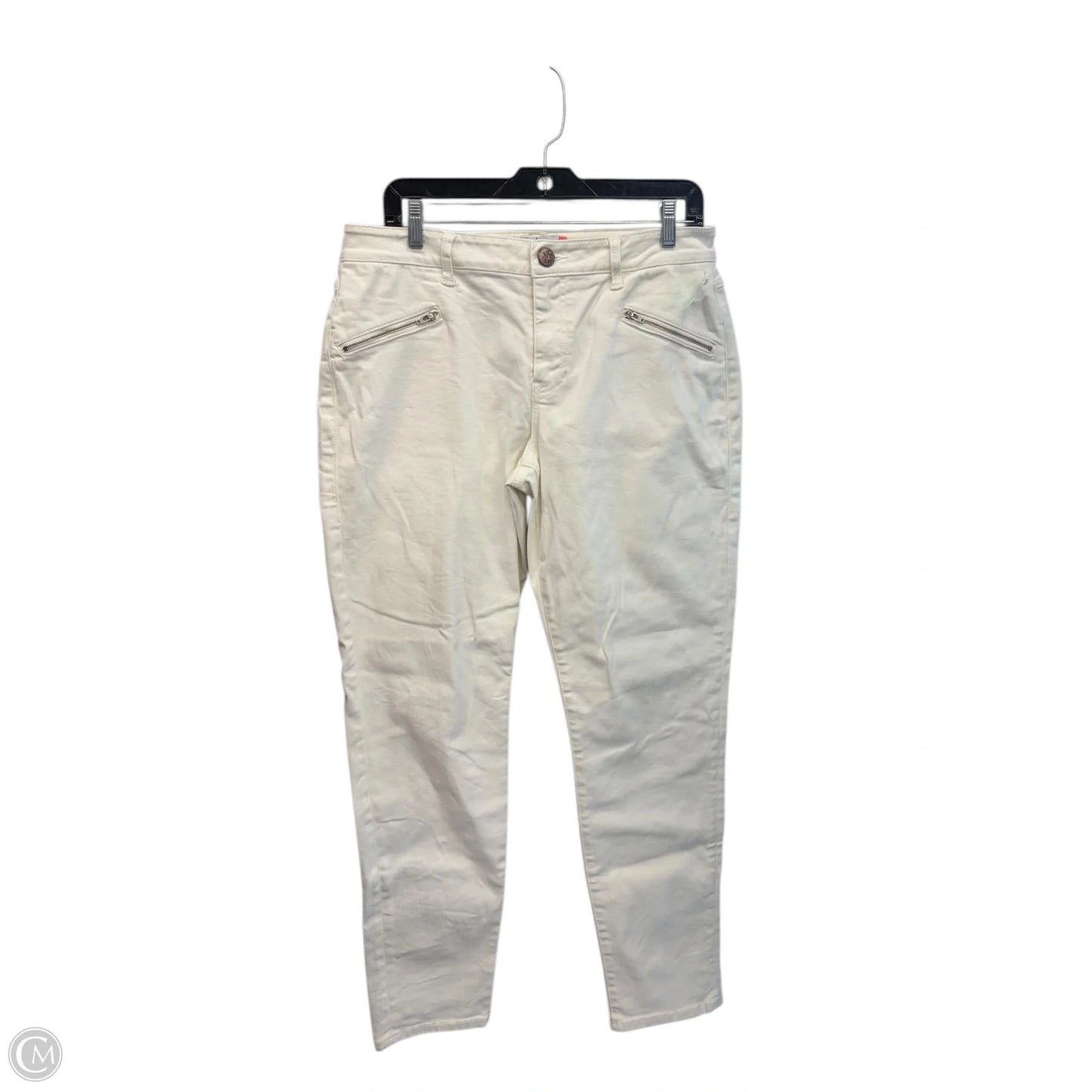 Jeans Skinny By Cabi In White Denim, Size: 12
