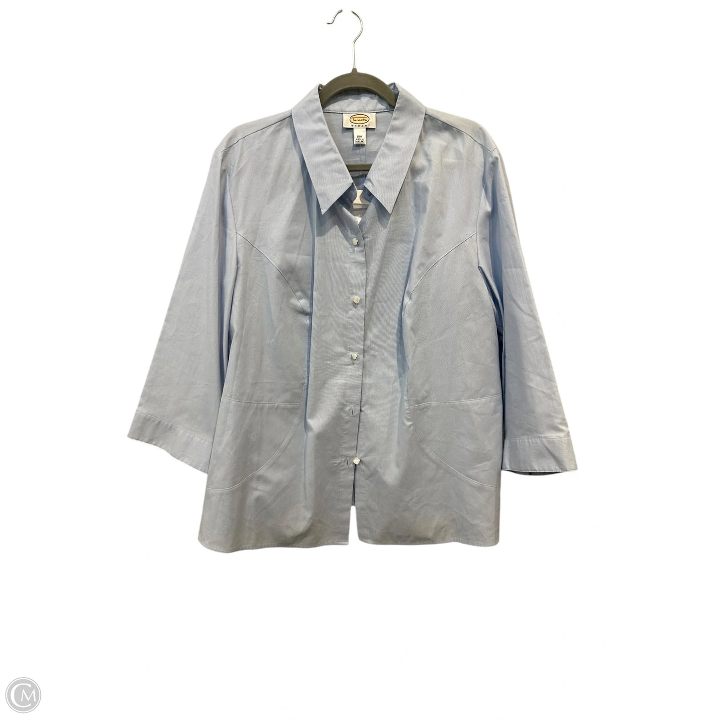 Top 3/4 Sleeve By Talbots In Blue & White, Size: 2x