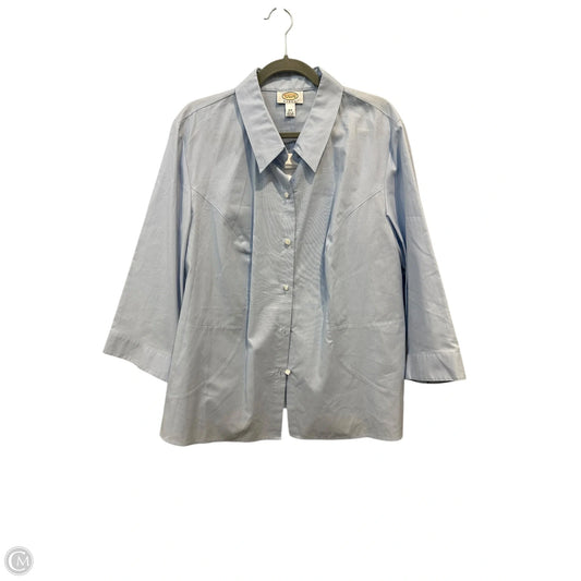 Top 3/4 Sleeve By Talbots In Blue & White, Size: 2x