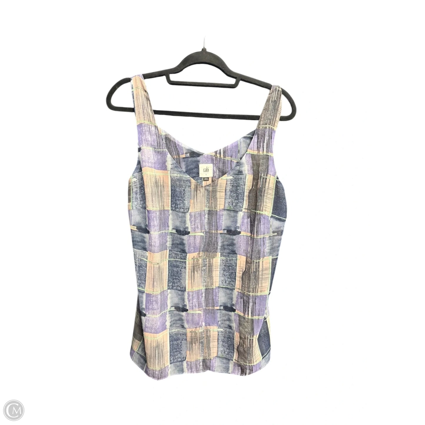Top Sleeveless By Cabi In Checkered Pattern, Size: L