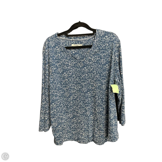 Top 3/4 Sleeve By Chicos In Blue & White, Size: Xl