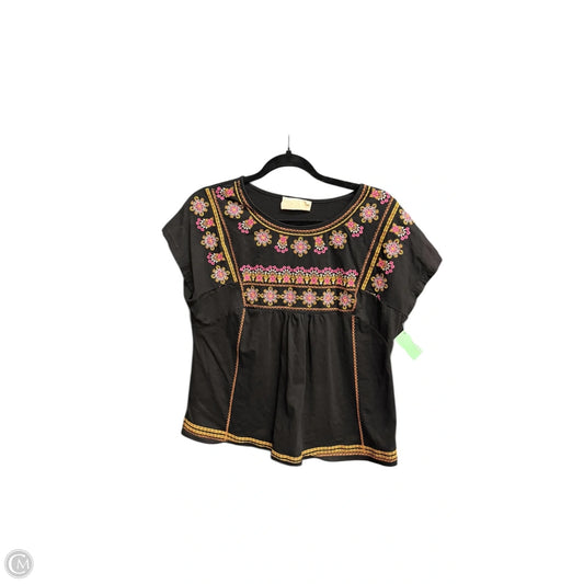 Top Short Sleeve By Savanna Jane In Black, Size: S