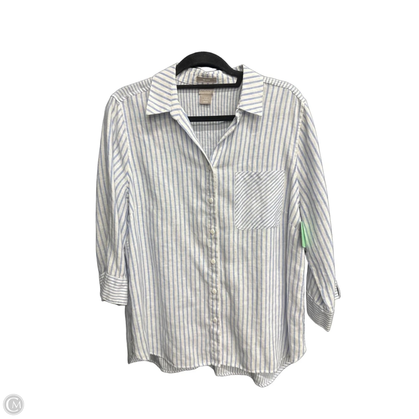 Top 3/4 Sleeve By Chicos In Striped Pattern, Size: Xl